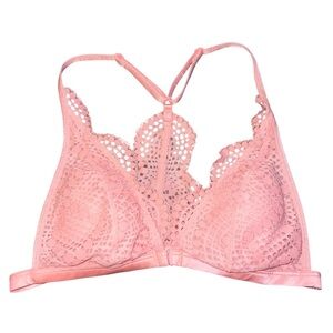 NWOT Victoria's Secret Light Pink Lace Bralette Racerback Front Close Medium